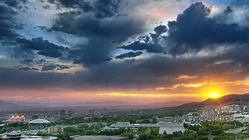 Photo of sunset from the University of Utah campus