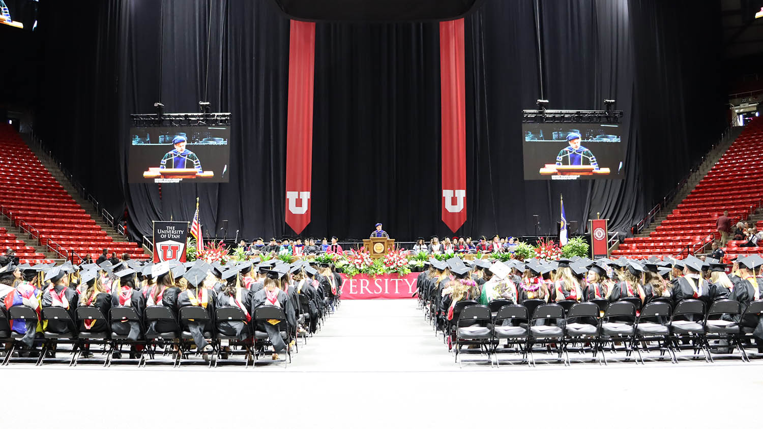 Photo of the College of Social Work's 2024 Convocation Ceremony in the Jon M. Huntsman Center